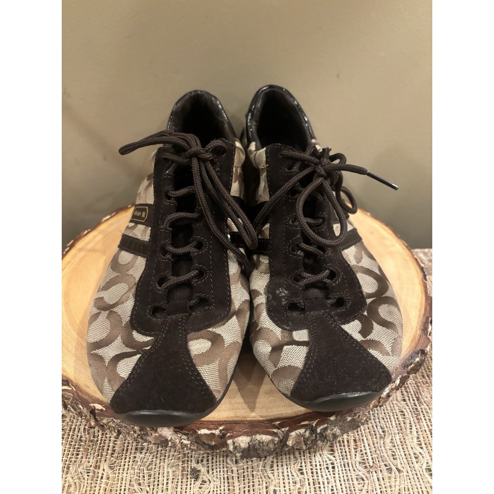 Coach NY Signature Logo Sneaker Casual Athletic Shoes Brown Size 5